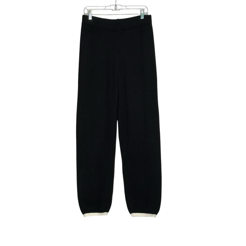 Black honeycomb knit pull on pants size Large